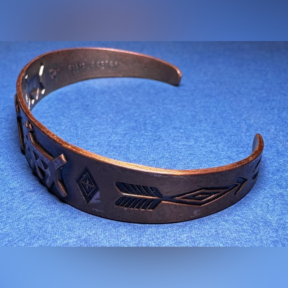 Bell Trading Post Copper Bracelet Southwestern Geometric Designs 1960s Original - Picture 7 of 8